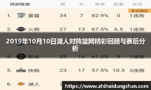 2019年10月10日湖人对阵篮网精彩回顾与赛后分析